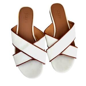 J. Crew Ivory Criss Cross Slide Sandals Size 7